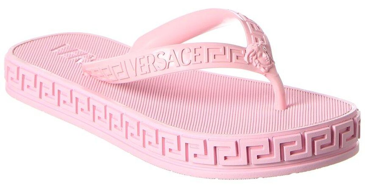 Versace Greca Rubber Flip Flop in Pink Lyst UK