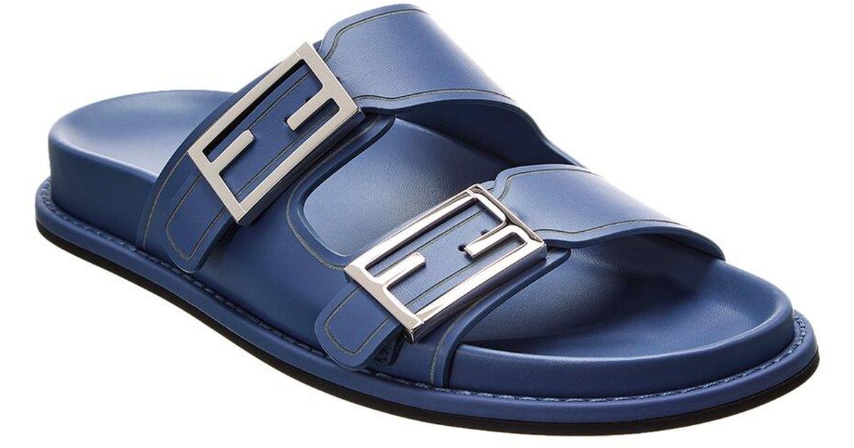 Fendi Feel Leather Sandal in Blue Lyst