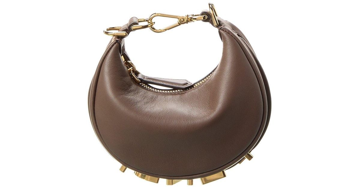 Fendi Graphy Nano Leather Bag Charm in Brown | Lyst