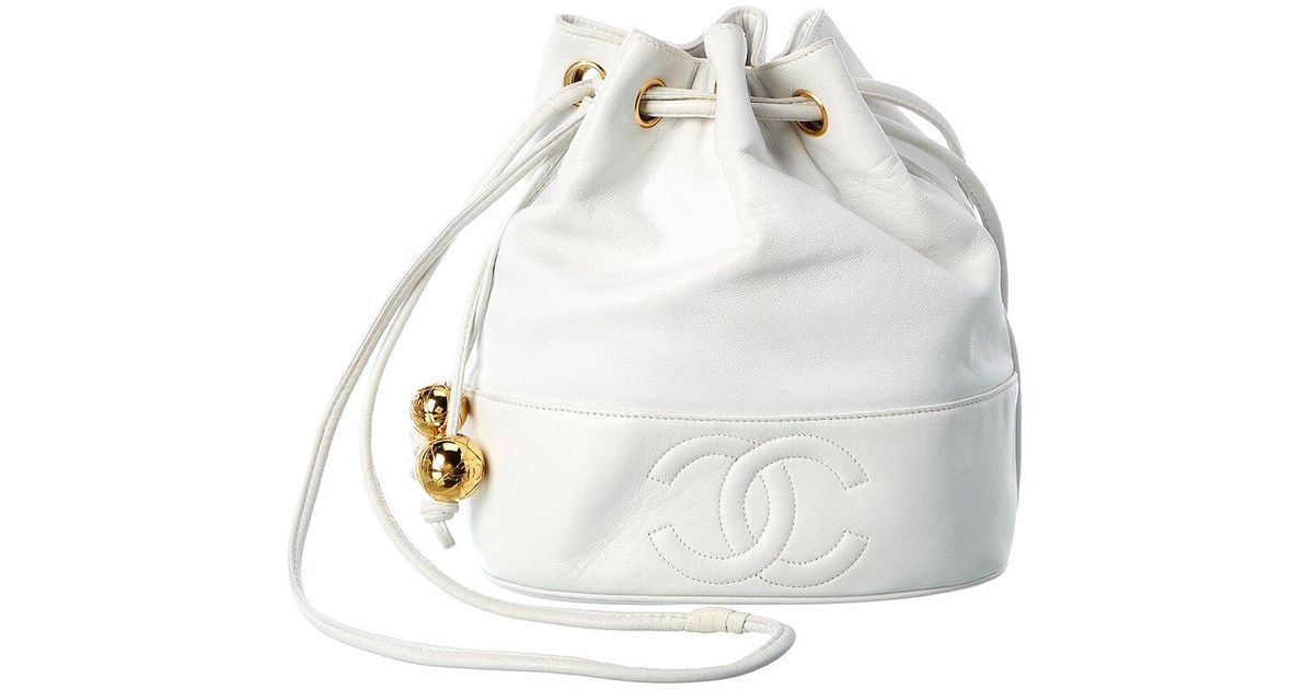 chanel drawstring bag white