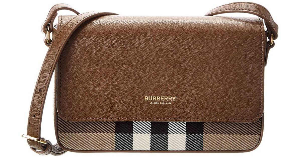 Burberry Check Canvas & Leather Shoulder Bag in Brown | Lyst