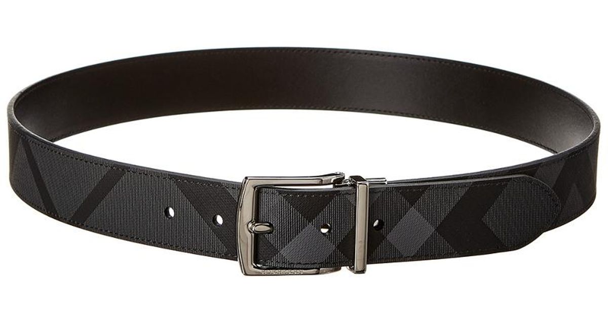 mens grey leather belt designer checks