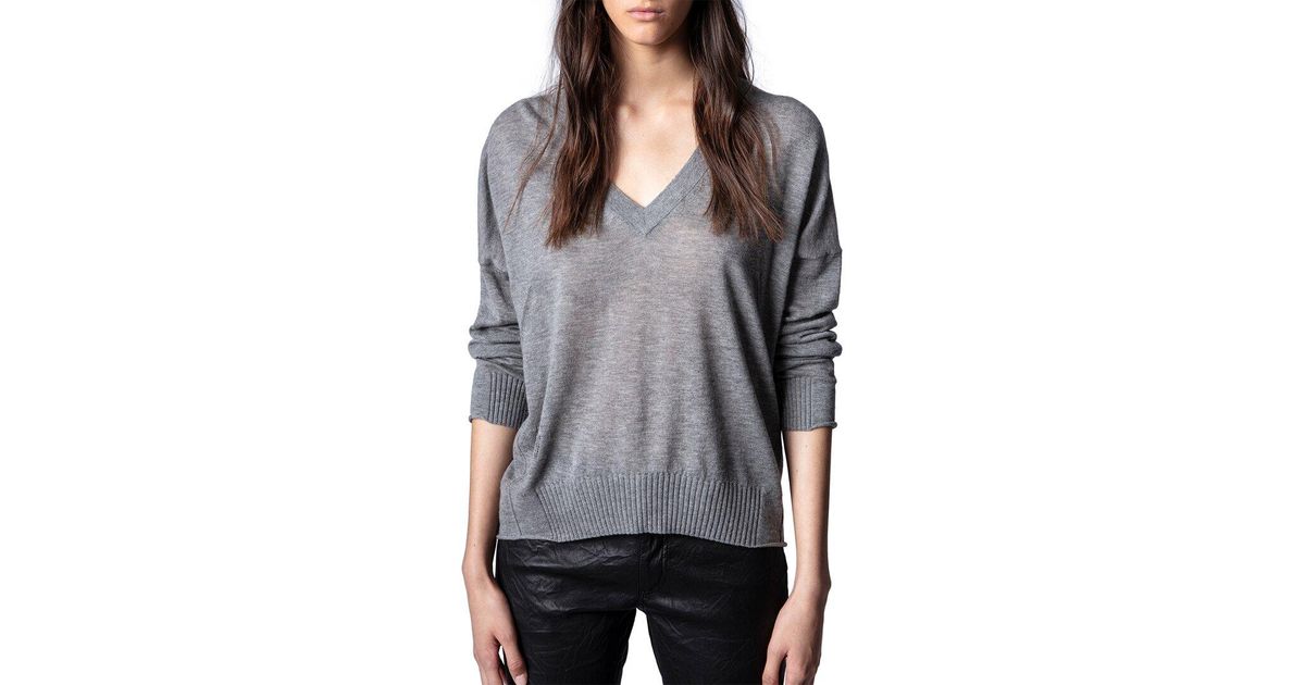 【未使用】ZADIG＆VOLTAIRE かぶりシャツ 星 ブルーグレー ピンク Zadig & Voltaire Markus Heart Cashmere Sweater | FashionClap