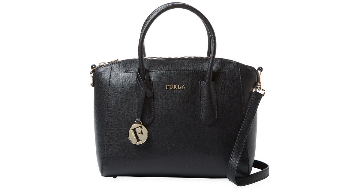 Furla Leather Tessa Small Satchel in Onyx (Black) | Lyst
