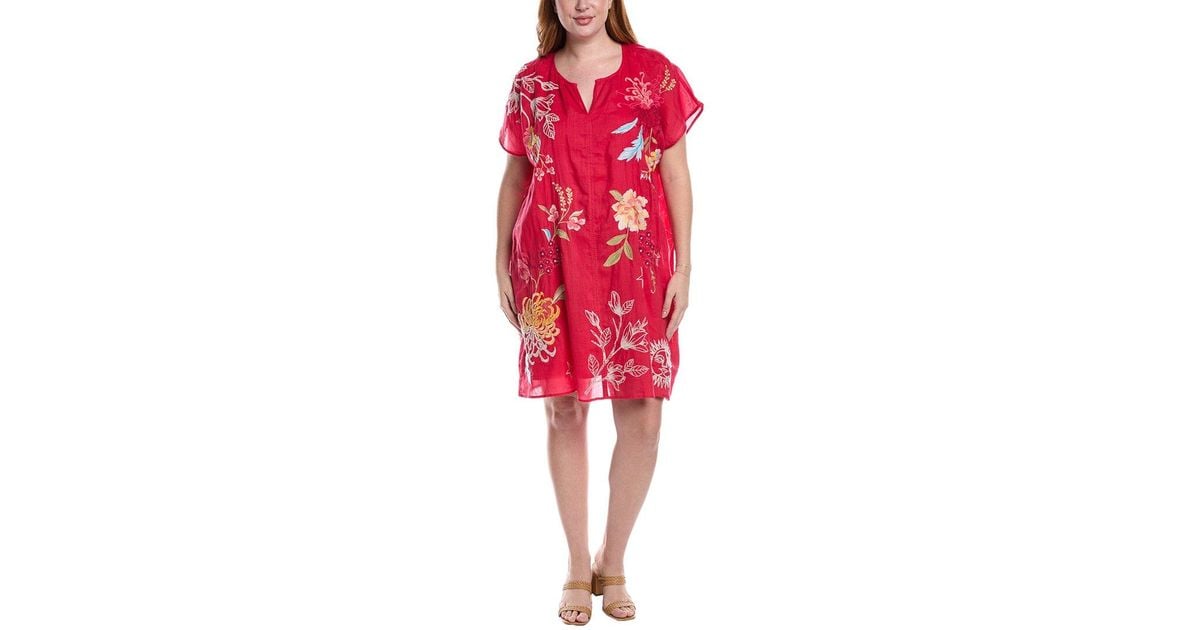 Johnny Was Plus Playa Shift Dress in Red | Lyst