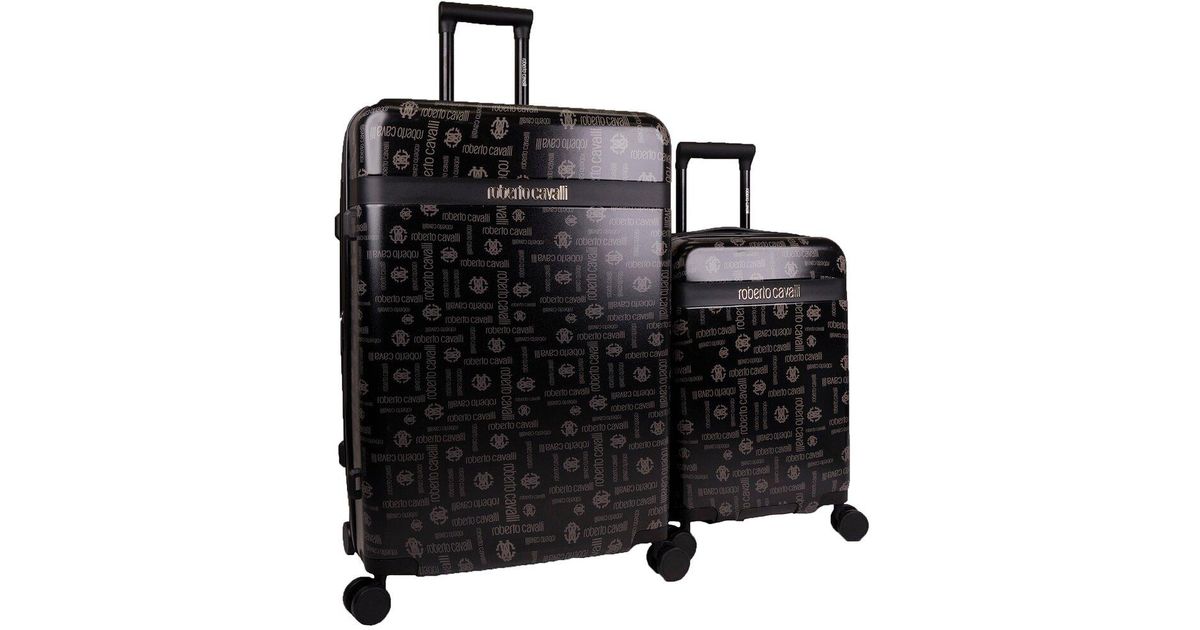 Roberto Cavalli Molded Monogram Luggage Set in Black