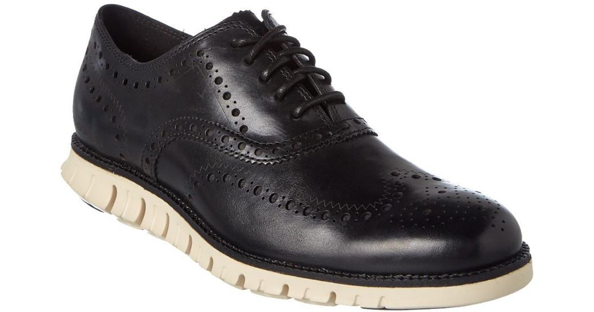 Cole Haan Leather Zerogrand Wingtip Oxford Shoes in Black for Men - Lyst