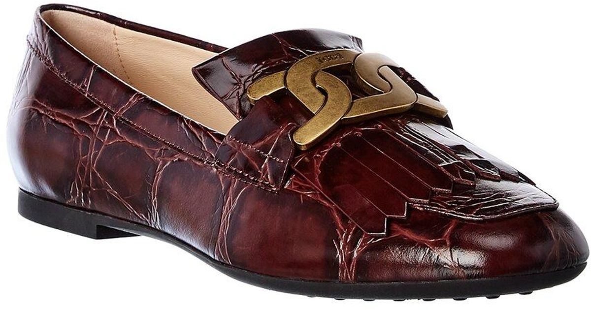 holland crocodile embossed leather loafer