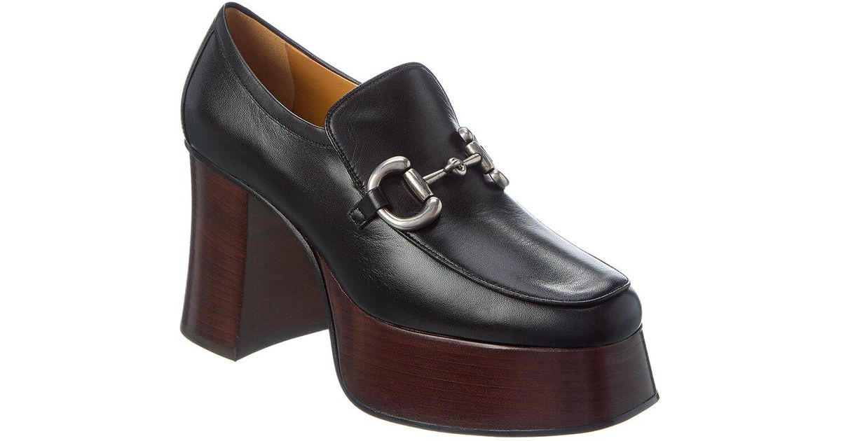 Gucci Horsebit Leather Platform Loafer in Black Lyst