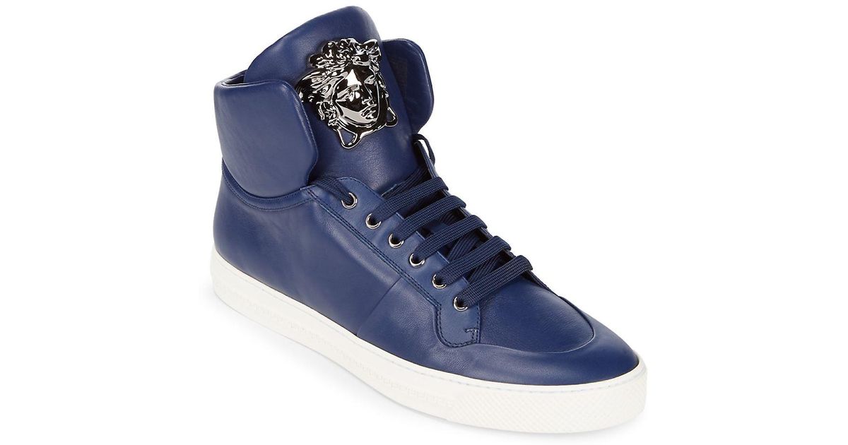 Versace Leather-high Top Sneakers in 