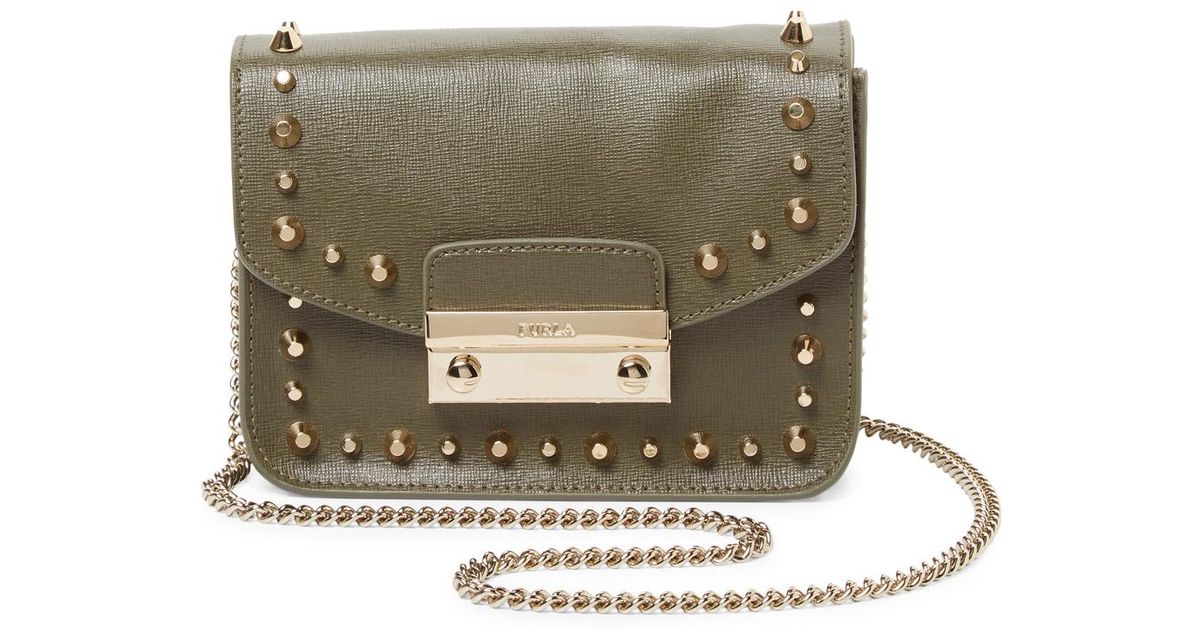 Furla Leather Julia Mini Stud Crossbody Bag Lyst