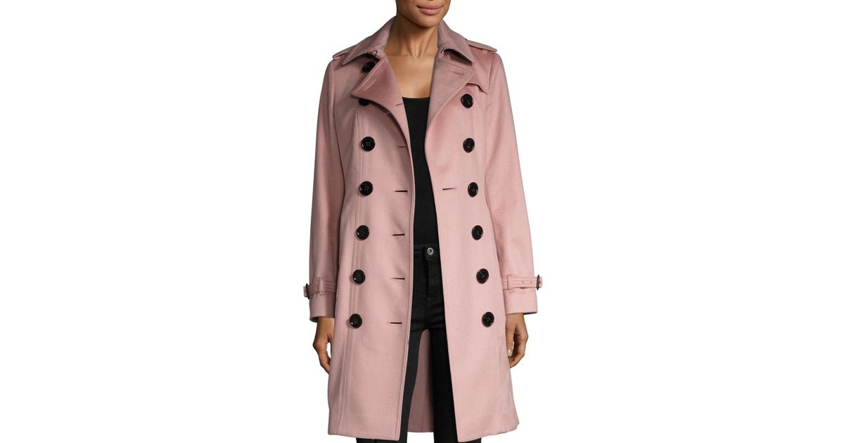 Burberry Sandringham Fit Cashmere Trench Coat in Pink - Lyst