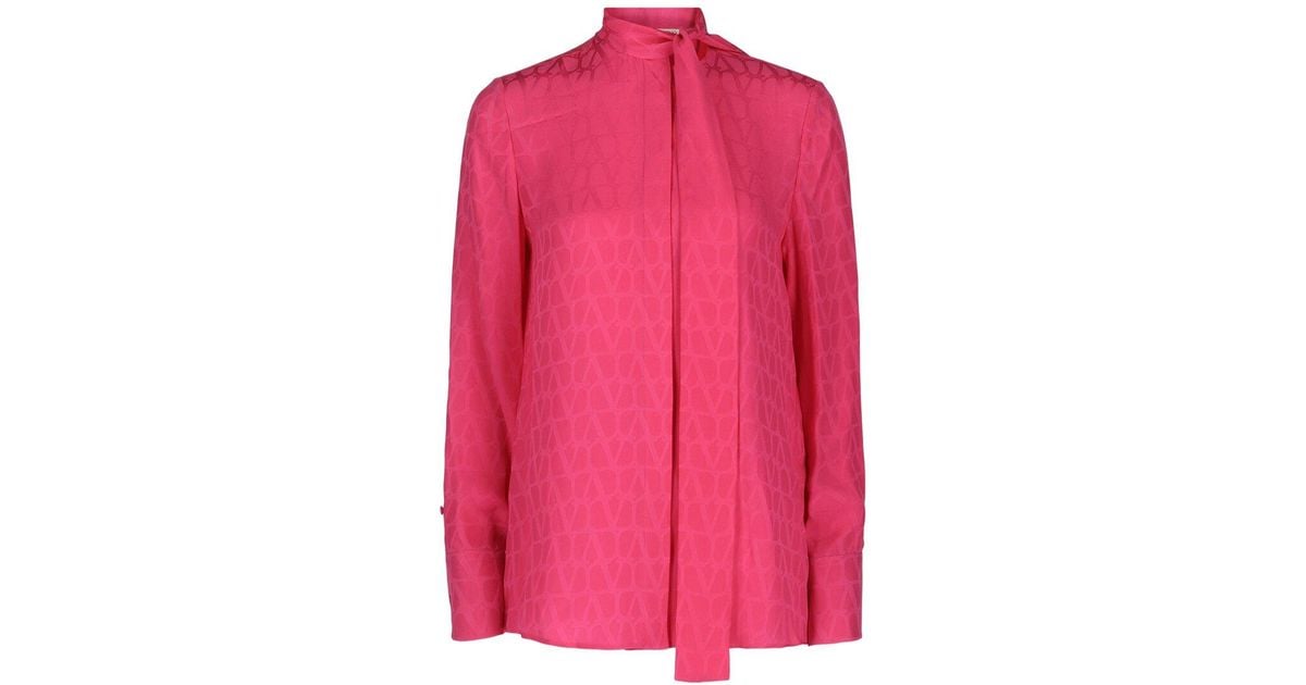 Valentino Toile Iconographe Silk Jacquard Blouse in Pink | Lyst