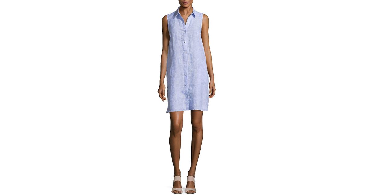 sleeveless linen shirt dress