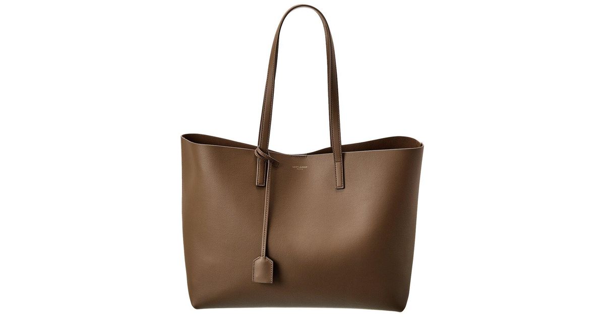 Saint Laurent Shopping E/w Leather Tote Bag in Brown