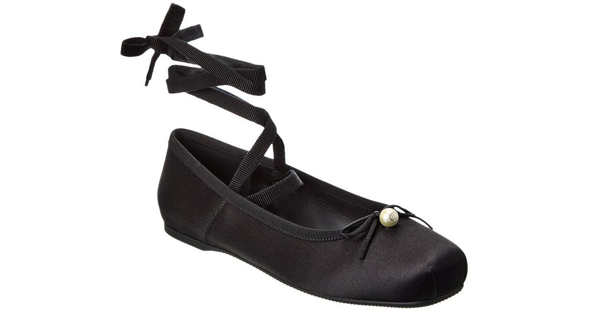 Dior D-joy Satin Flat in Black | Lyst