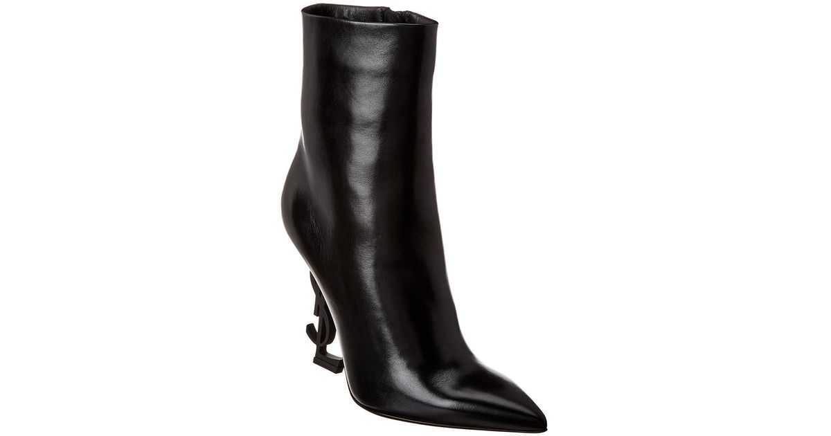 Saint Laurent Opyum 100 Leather Bootie in Black | Lyst