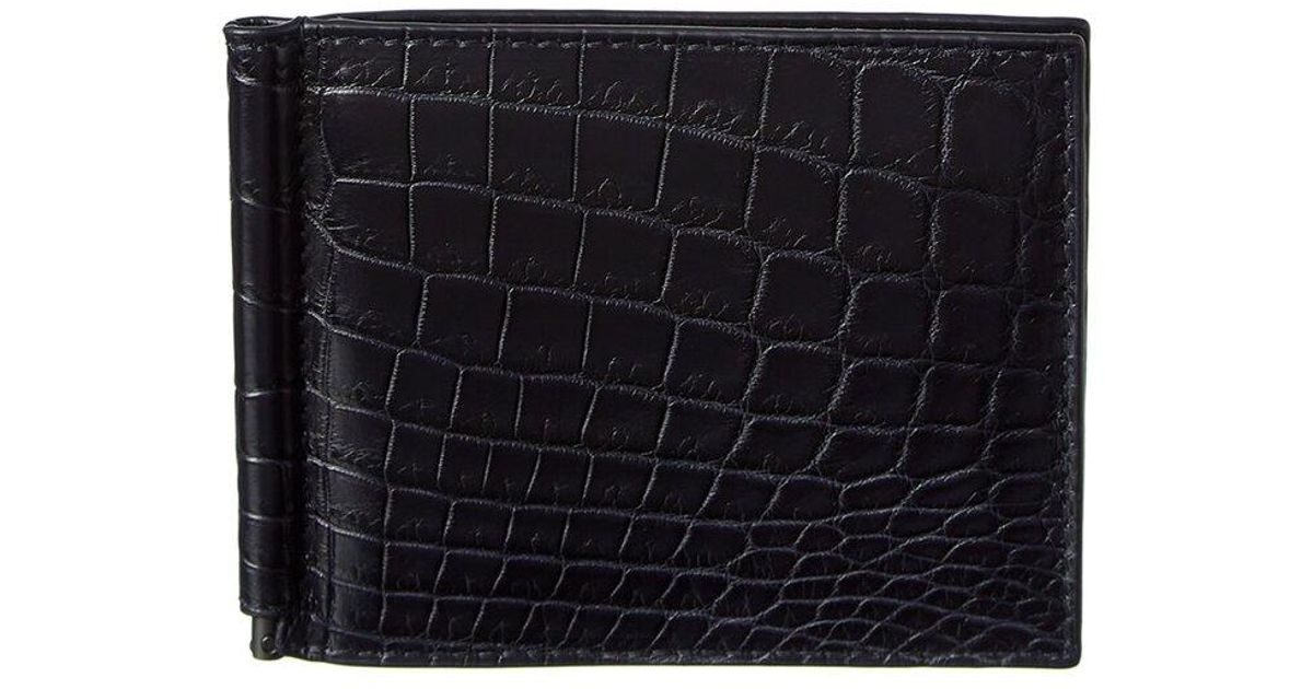 Bottega Veneta Croc-embossed Leather Wallet in Black for Men | Lyst
