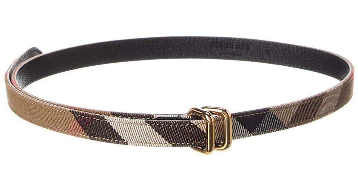Vintage Burberry Check Canvas & Leather Belt, brown tan Burberry Beige Vintage Check Canvas TB Buckle Belt S  main image 3