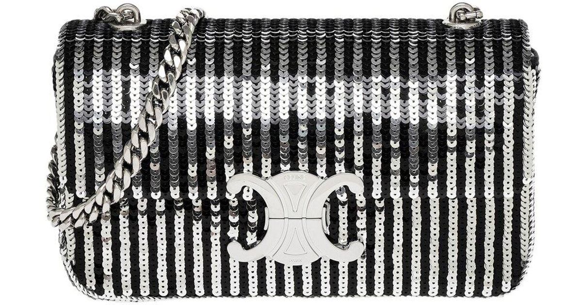 Celine Chain Claude LeatherTrim Shoulder Bag in Black Lyst UK