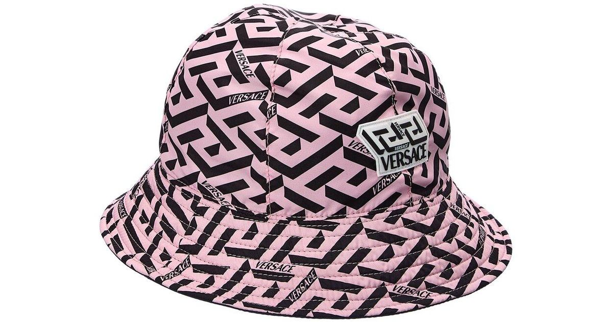 Versace Cotton La Greca Bucket Hat in Purple Lyst
