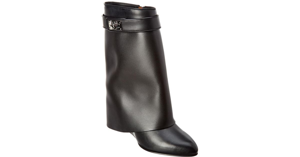 Givenchy Shark Lock Leather Ankle Boot in Black | Lyst