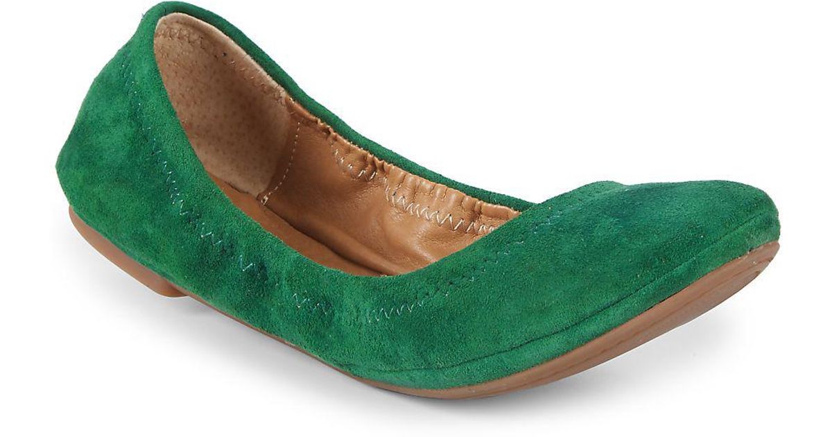 green suede flats