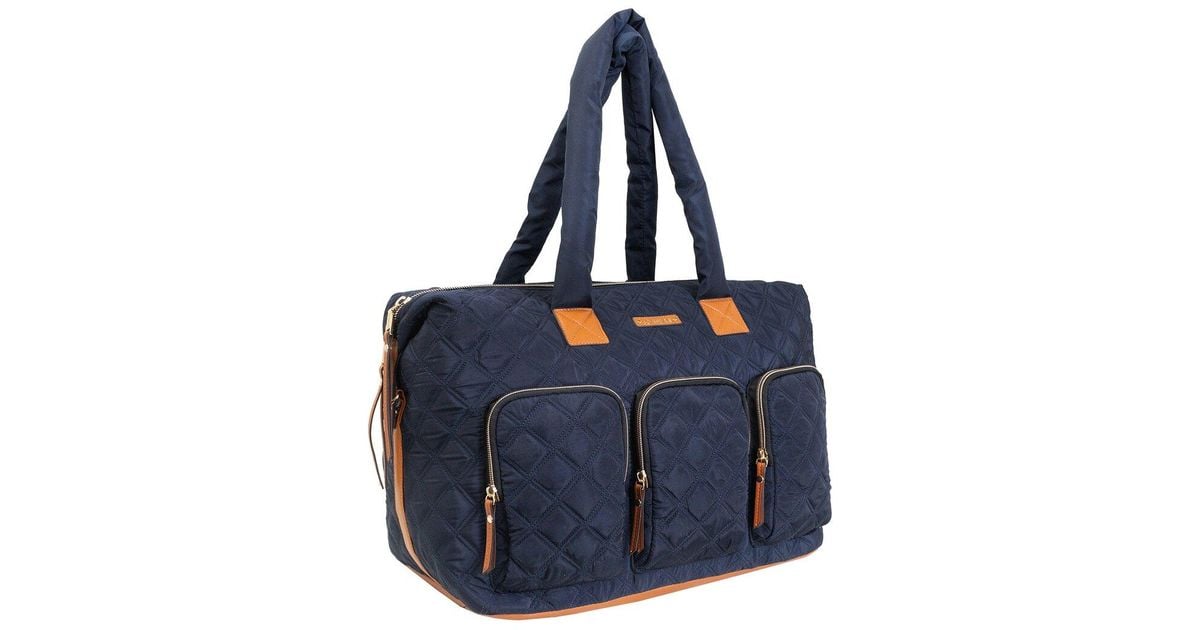 Joan & David Diamond Quilted Nylon Weekender Duffel Bag in Blue Lyst