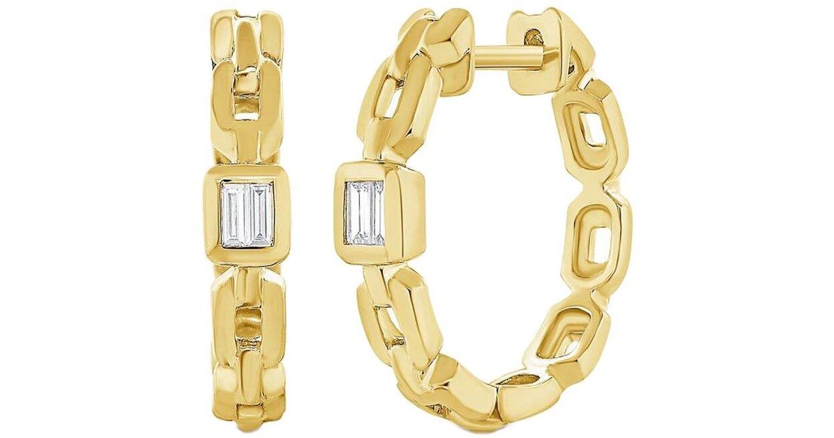 Diana M. Jewels Fine Jewelry 14k 0.08 Ct. Tw. Diamond Huggie Earrings in Metallic Lyst