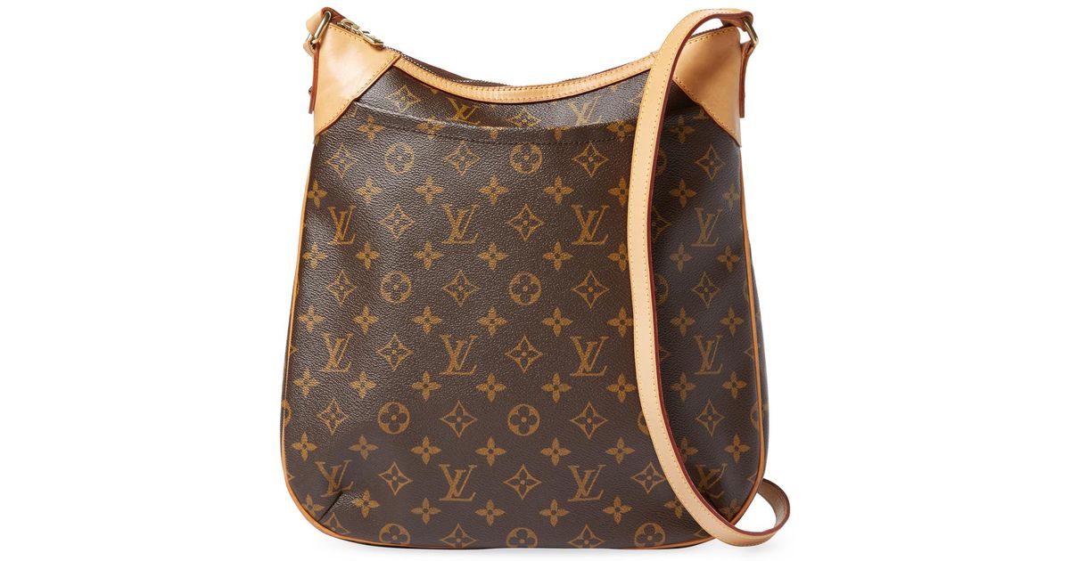 Authenticated Louis Vuitton Monogram Odeon MM Brown Canvas Crossbody Bag