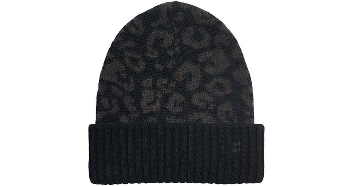Sweaty Betty Leopard Jacquard Beanie Black One Size HUGO - Leopard-jacquard beanie hat - Patterned main image 2