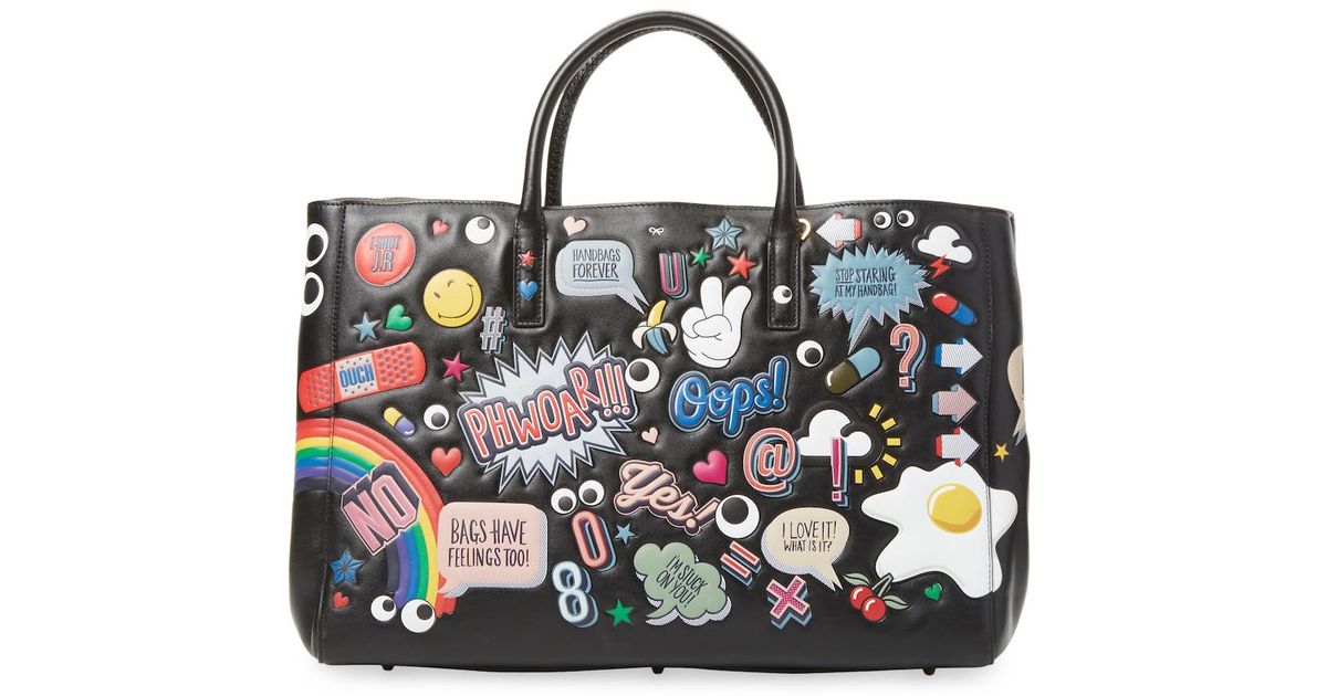 Anya Hindmarch Leather Ebury Maxi Ii Allover Wink Stickers Tote Bag in