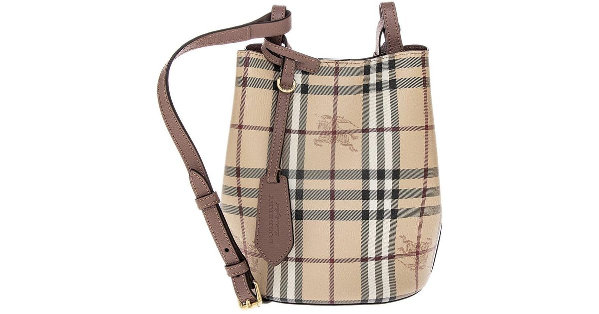 Burberry Lorne Leather Bucket Crossbody in Black (Metallic) Lyst