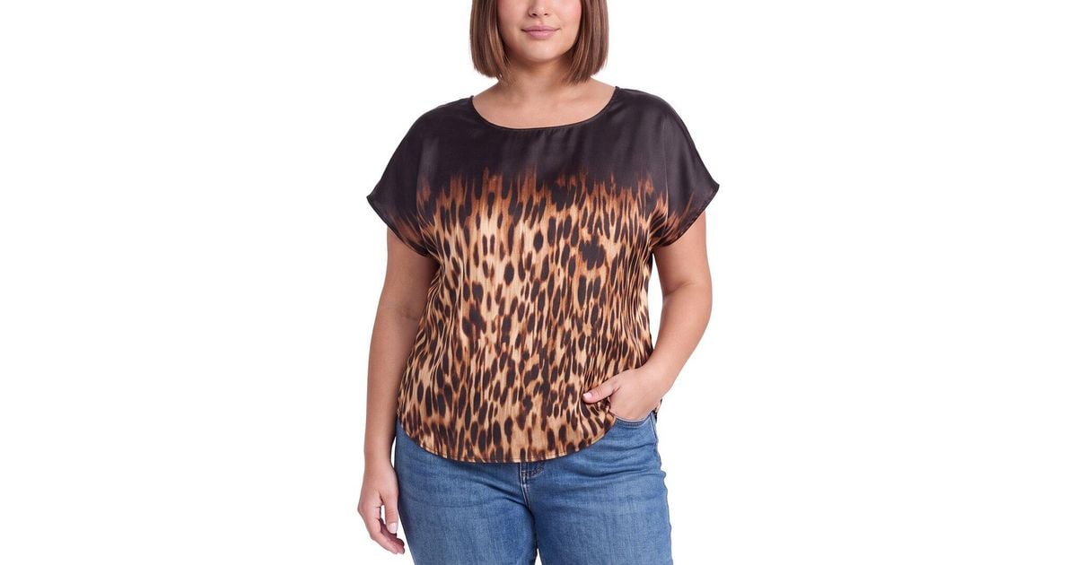 Anne Klein Plus Bateau Neck Top in Blue | Lyst