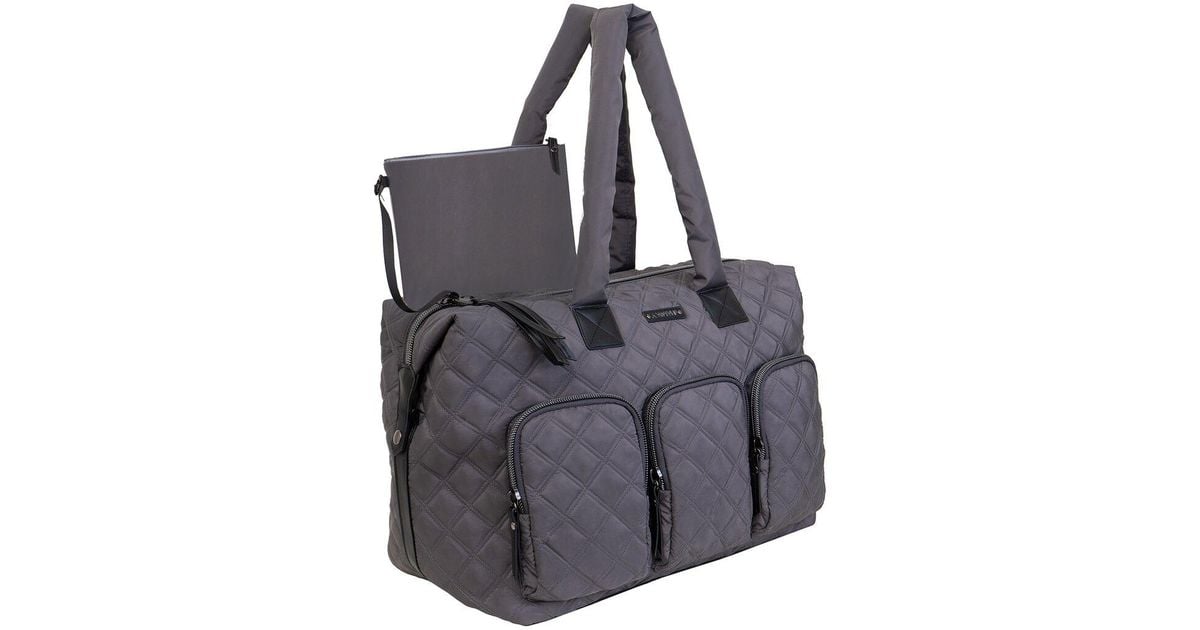Joan & David Diamond Quilted Nylon Weekender Duffel Bag in Black Lyst