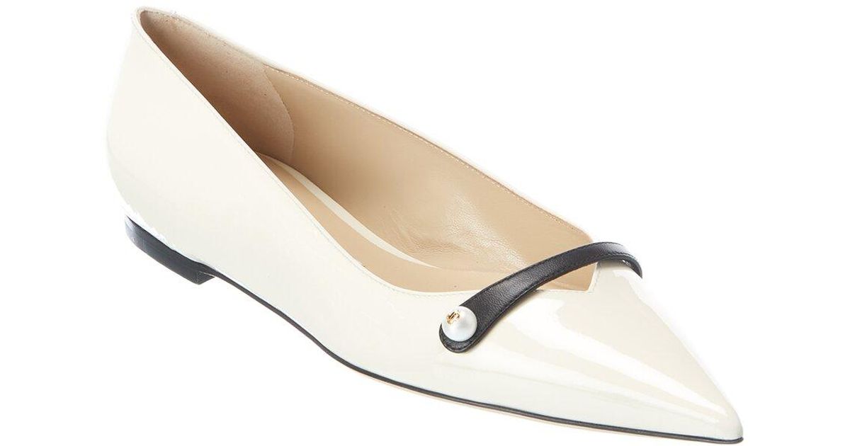 Jimmy Choo Leather Rosalia Patent Flat in White - Save 25% | Lyst