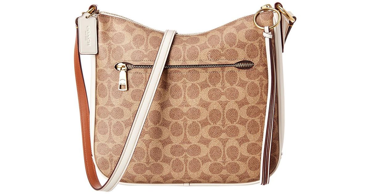 COACH Signature Chaise Leather Crossbody in Tan/Chalk/Brass (Brown) Lyst