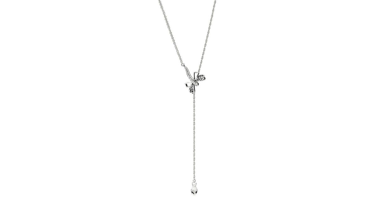 PANDORA Silver Cz Dreamy Dragonfly Necklace in Metallic Lyst