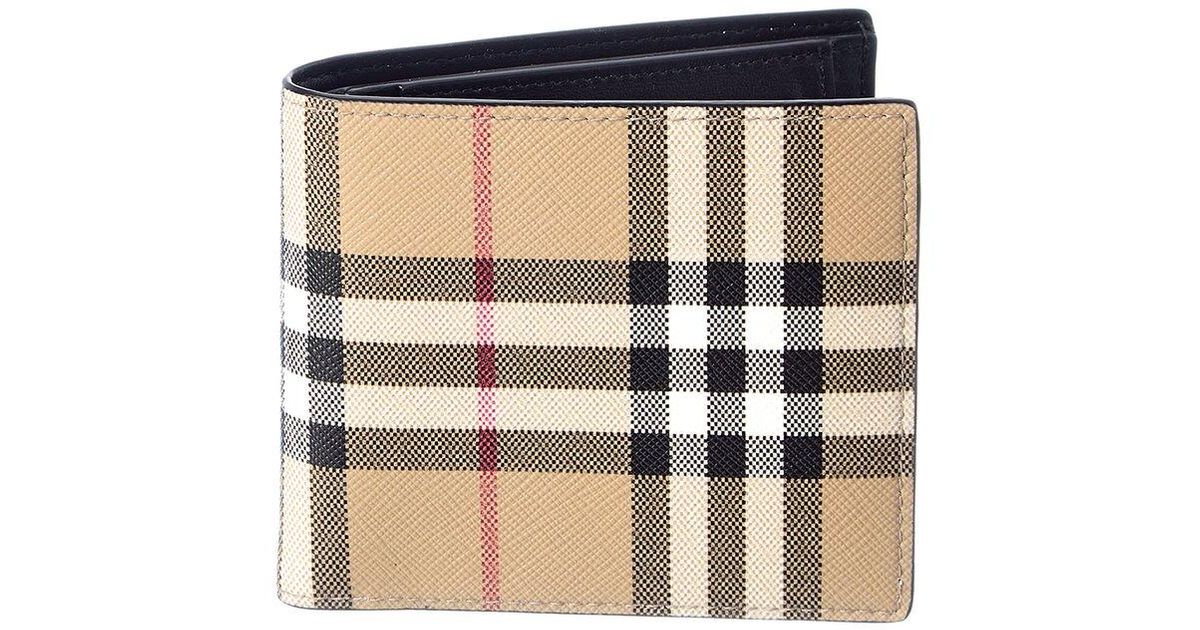 Burberry Vintage Check E-canvas Bifold Wallet in Blue for Men | Lyst