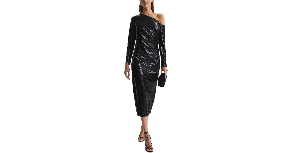 Reiss Jodie Dress Reiss Jodie Knitted Wool Blend Midi Jumper Dress In Navy  Size M (UK