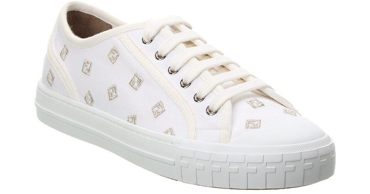 Fendi Domino Canvas Sneaker in White | Lyst