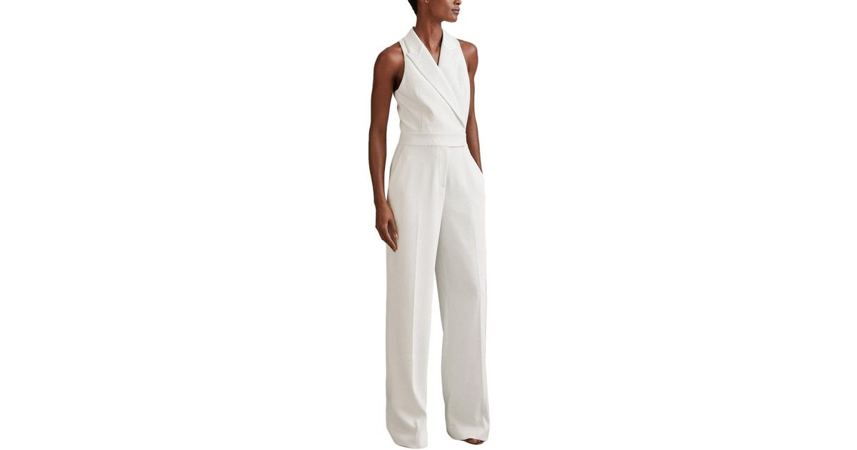 Reiss Lainey Tux Jumpsuit in White Lyst UK