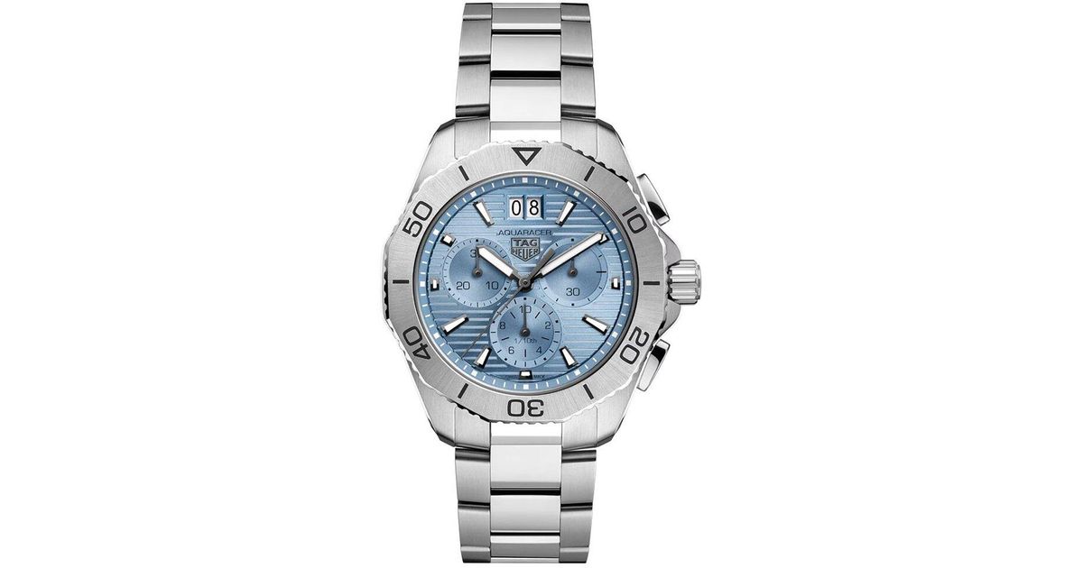 Tag heuer blue best sale dial aquaracer chronograph watch
