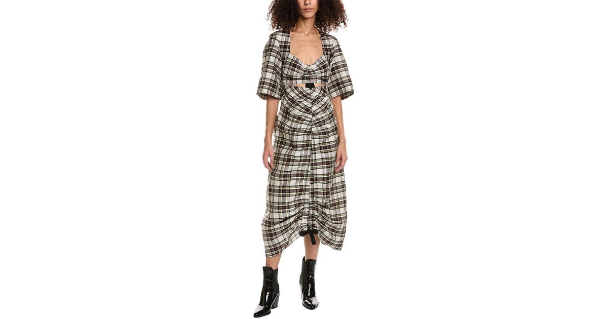 knee length dresses for ladies Ganni // Green Ripstop Maxi Dress  VSP Consignment