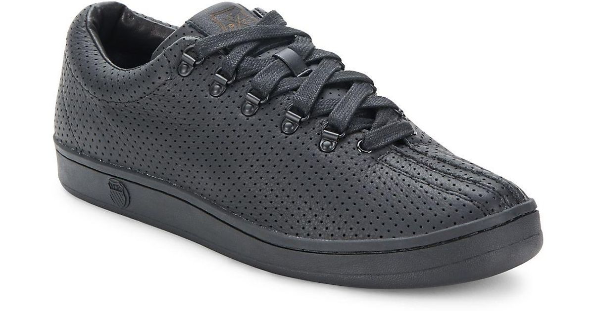 mens perforated leather sneakers