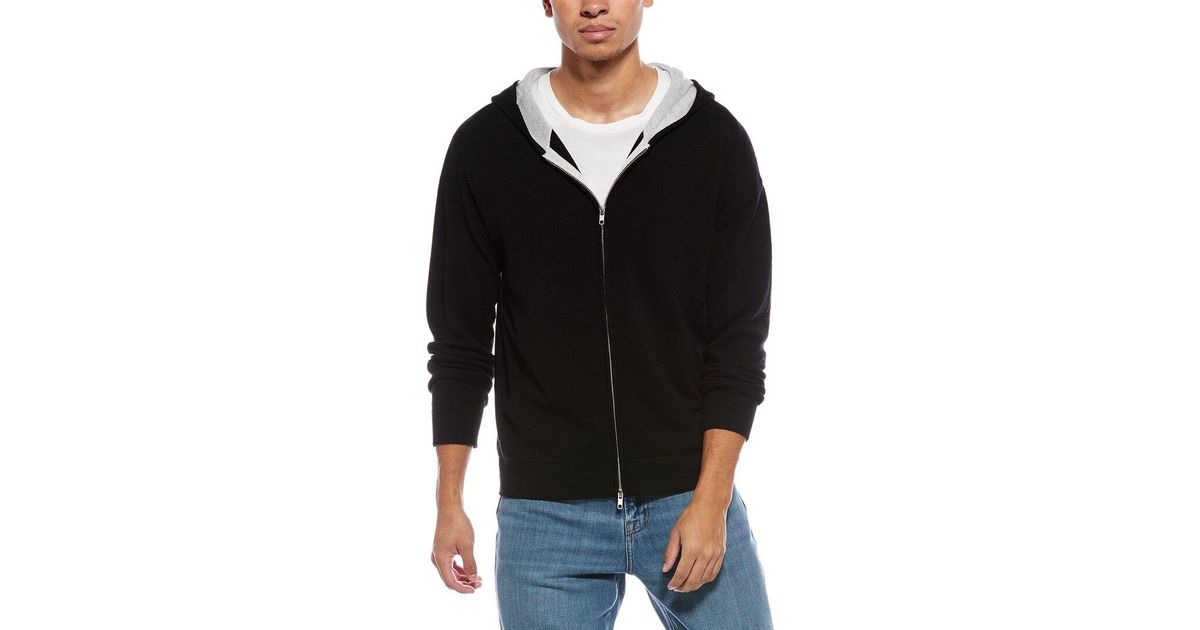 Brodie Cashmere Contrast Hoodie Blue Mist And Orange