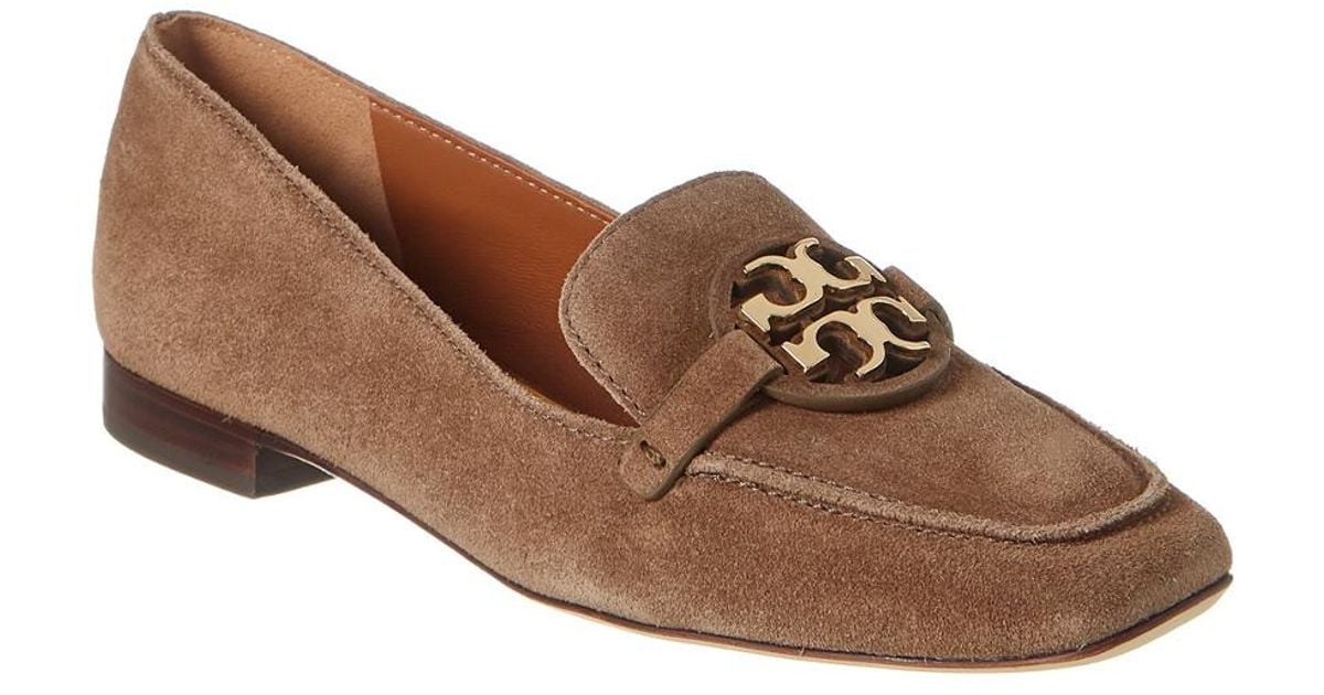Tory Burch Miller Metal-logo Loafer, Suede in Brown (Black) - Save 43% - Lyst