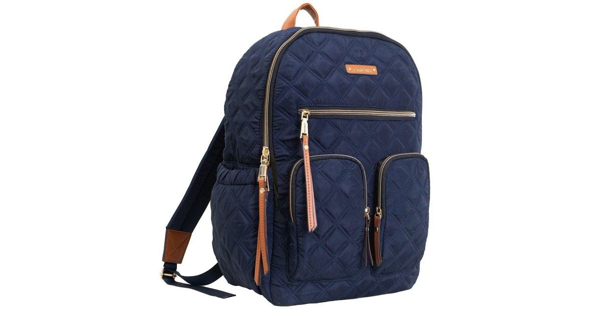 Joan & David Diamond Quilted Nylon Backpack in Blue | Lyst