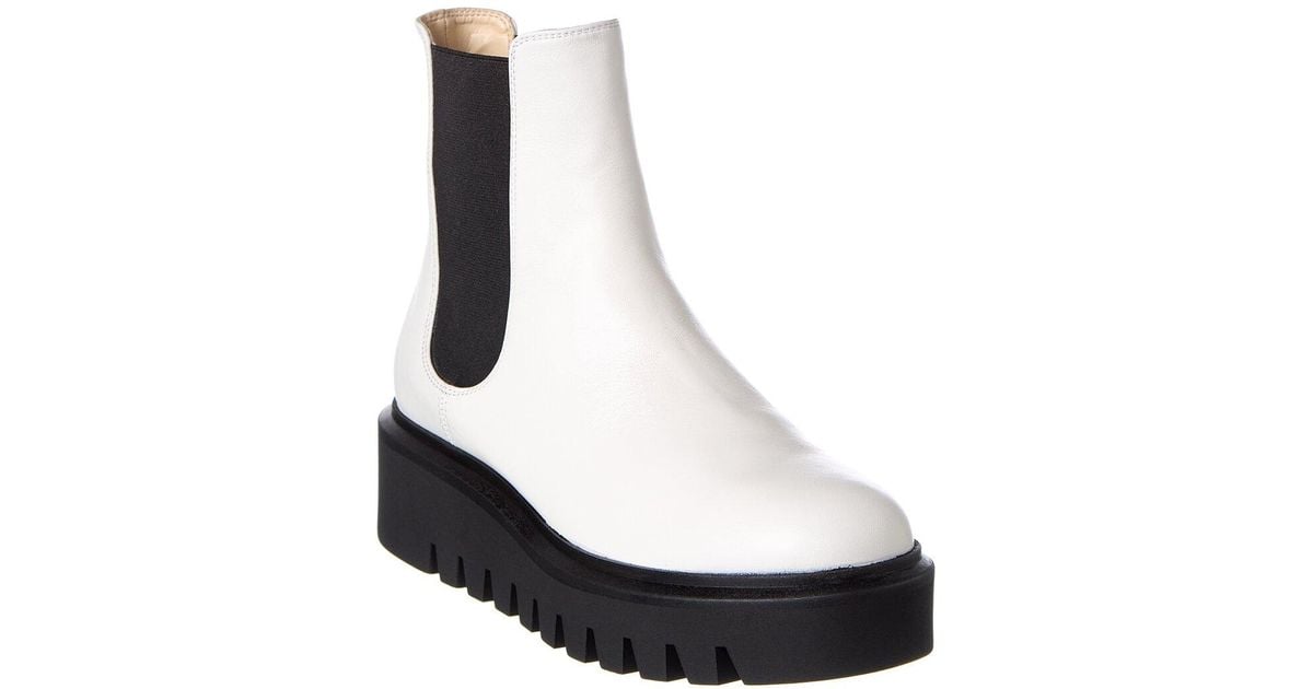 Stuart Weitzman Chalet Lug Leather Chelsea Boot in White | Lyst