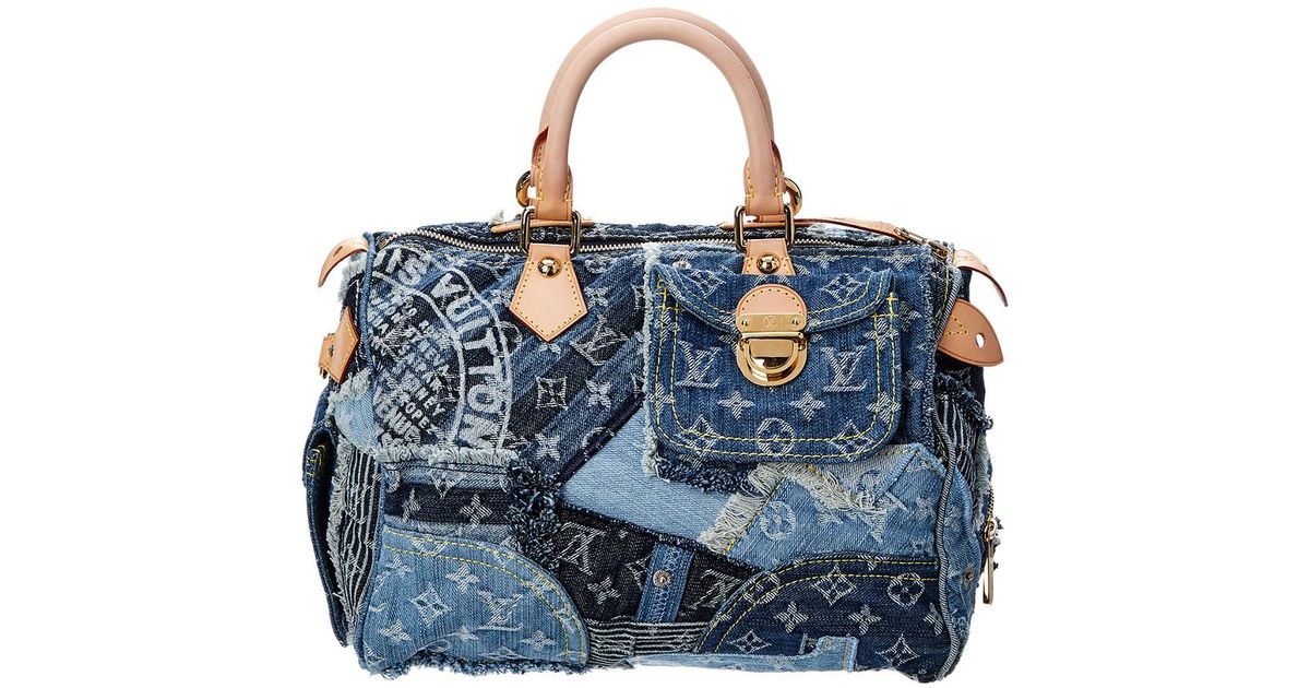 Louis Vuitton Limited Edition Blue Monogram Patchwork Denim Speedy 30